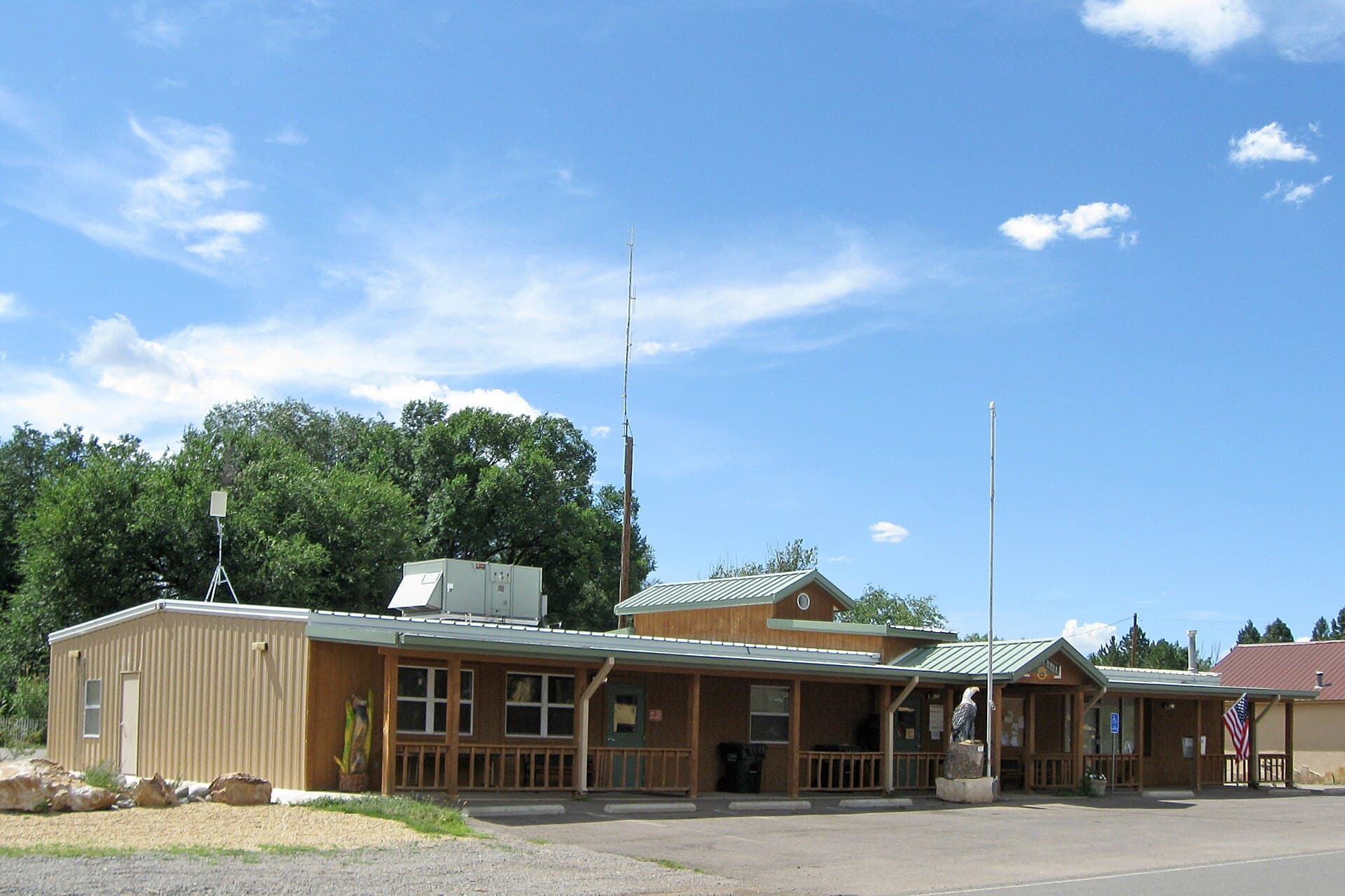 The village hall on the main street in Capitan, New Mexico