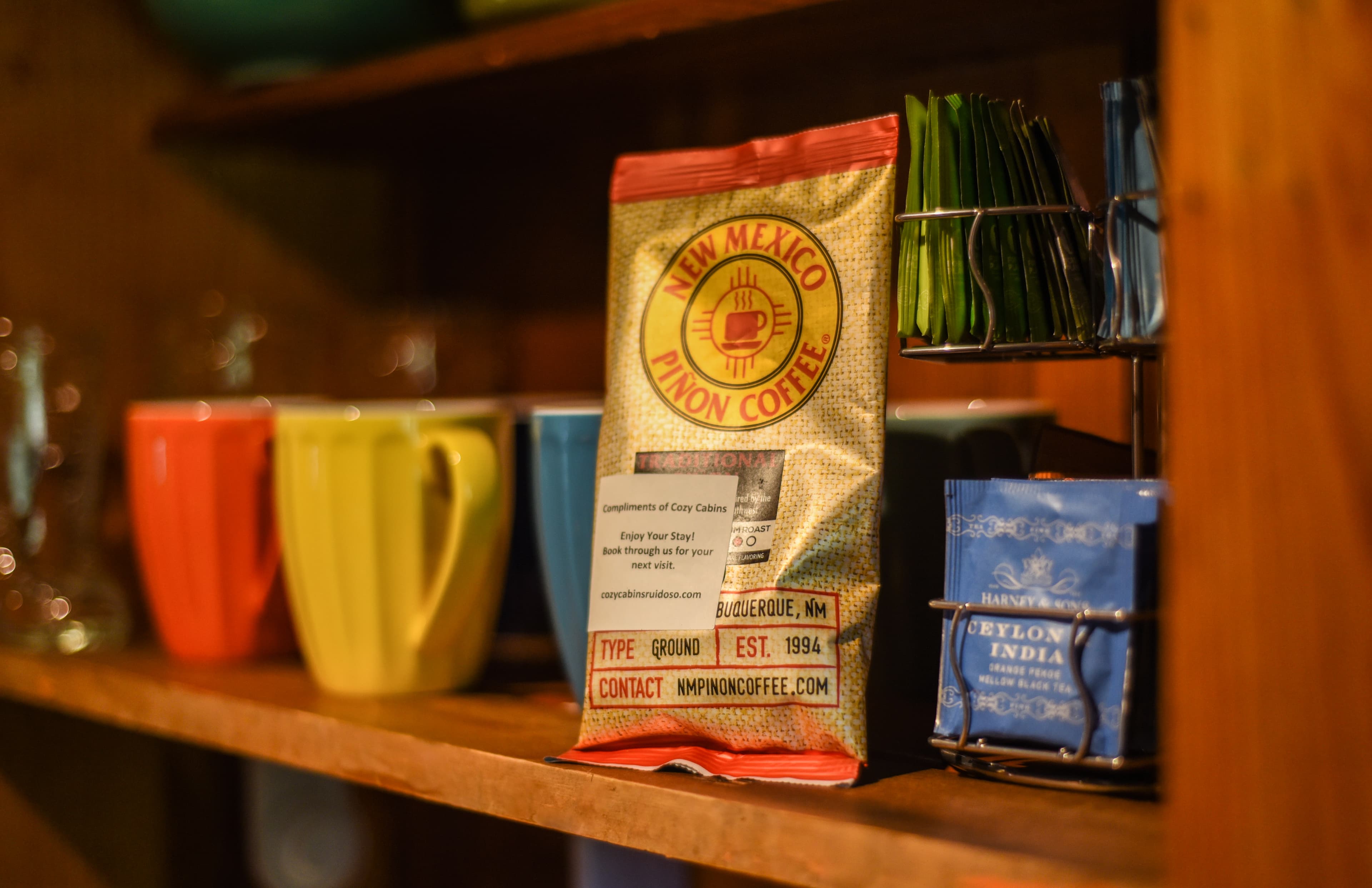 The coffee station at the cabin