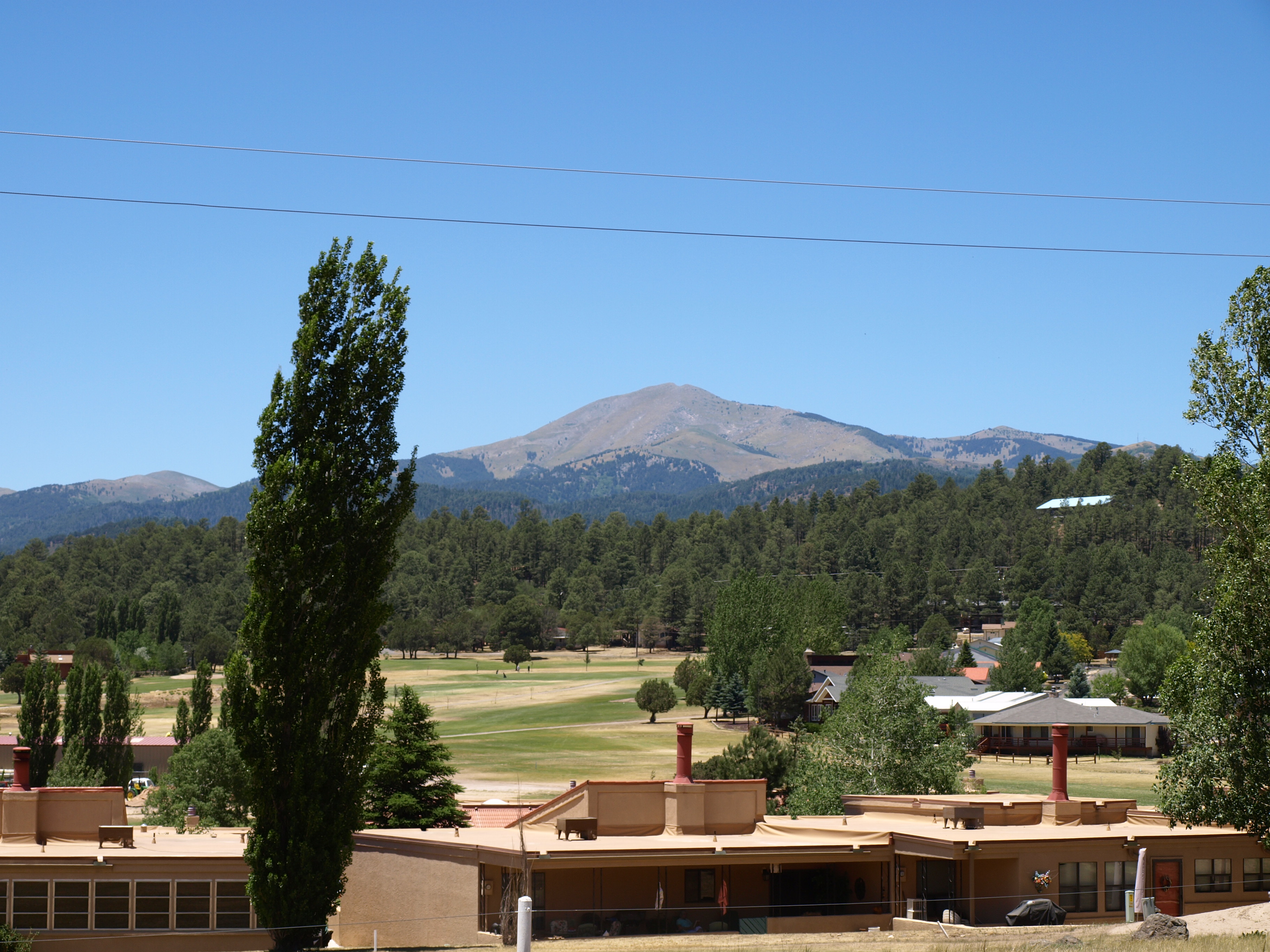 Sierra Blanca view from Ruidoso, NM — the mountain that dominates the Lookout Mountain skyline